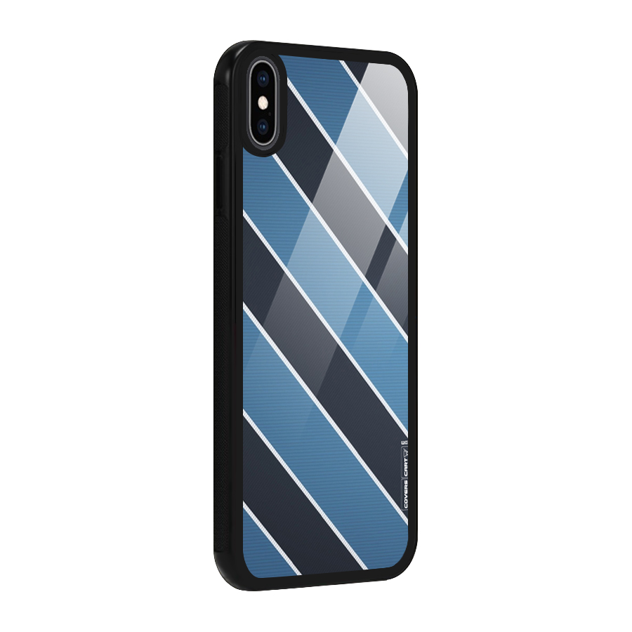 Blue Black Stripes Glass Back Case for iPhone XS Max