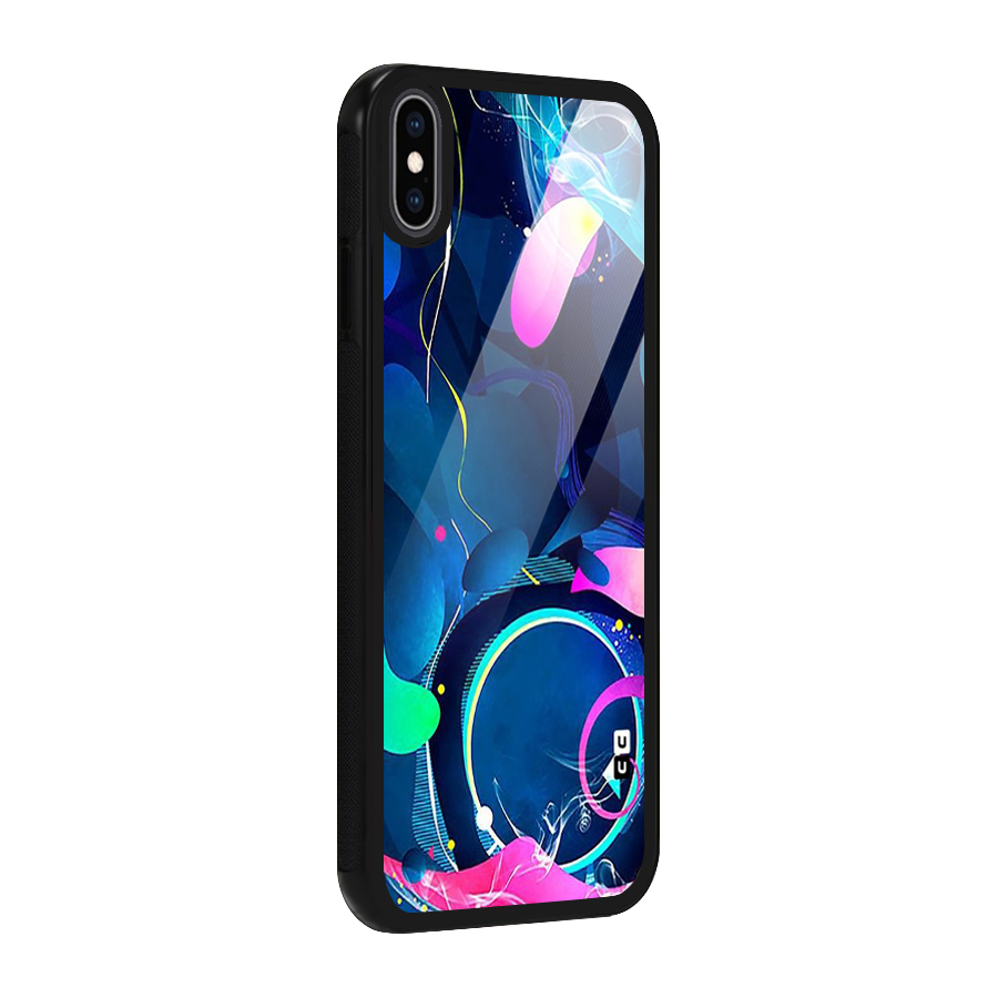 Blue Circle Flow Glass Back Case for iPhone XS Max