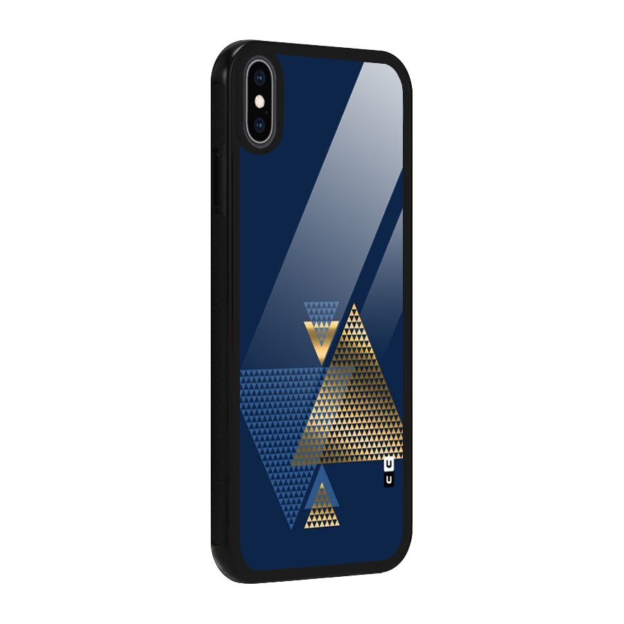 Blue Gold Triangles Glass Back Case for iPhone XS Max