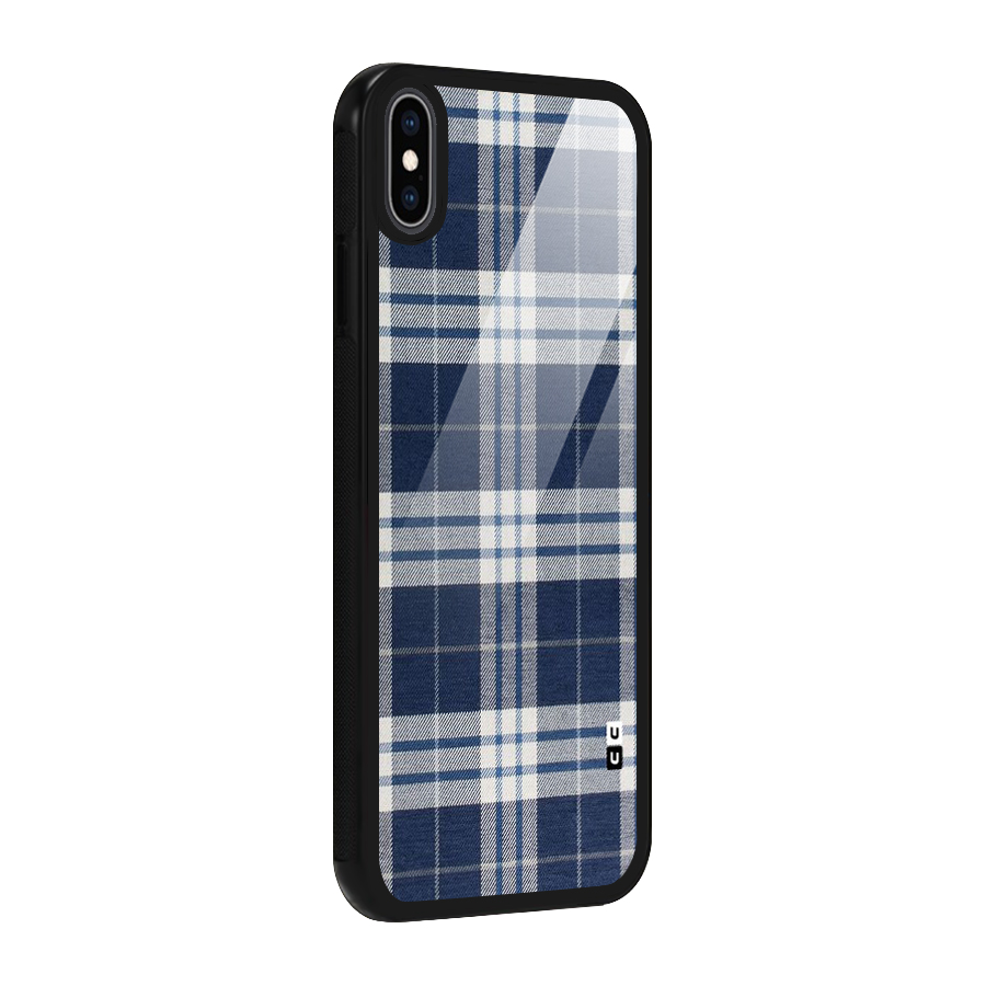 Blue White Check Glass Back Case for iPhone XS Max