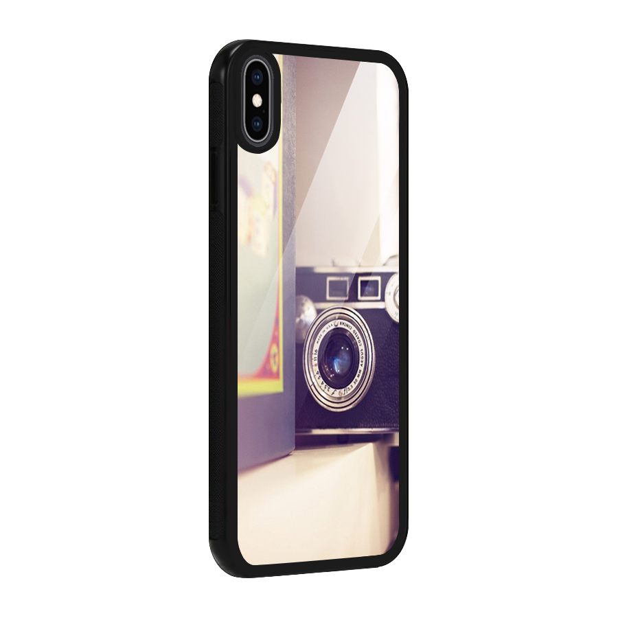 Camera Vintage Pastel Glass Back Case for iPhone XS Max