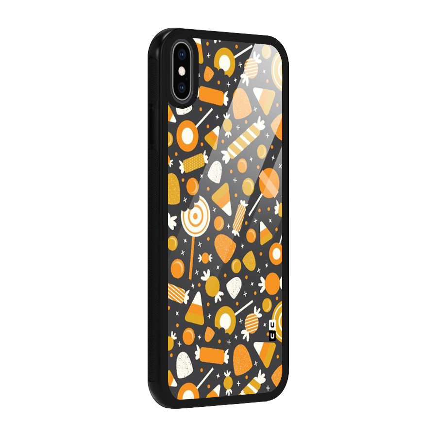 Candies Pattern Glass Back Case for iPhone XS Max