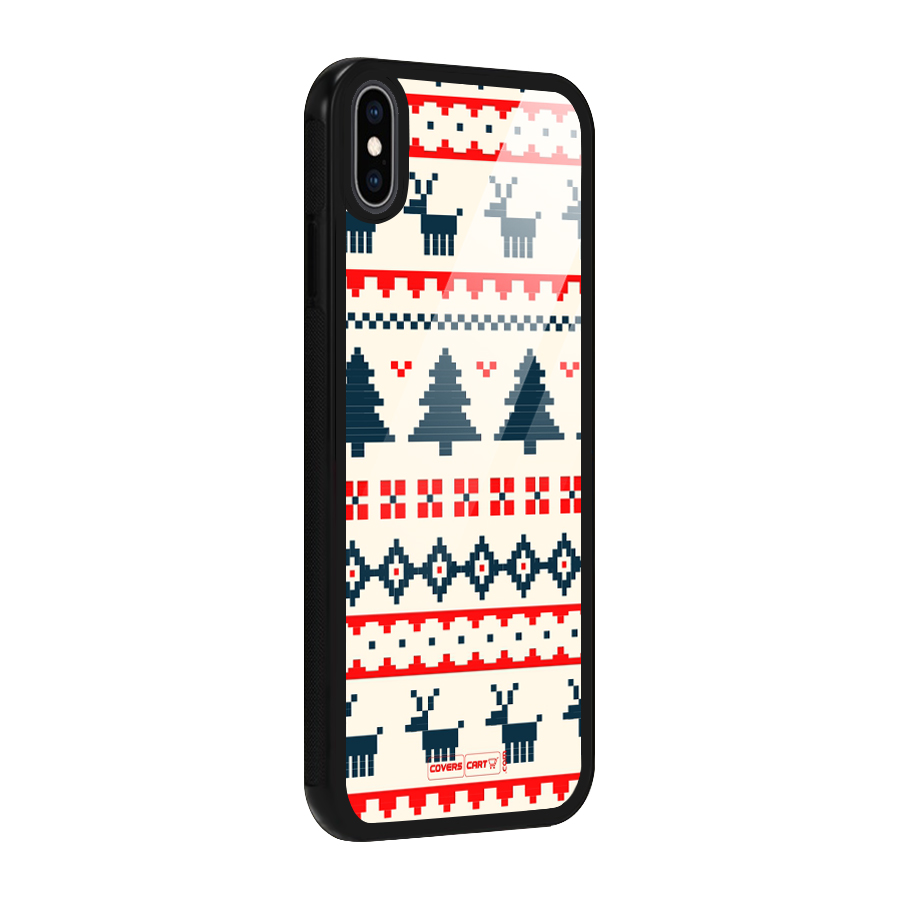 Christmas Design Pattern Glass Back Case for iPhone XS Max