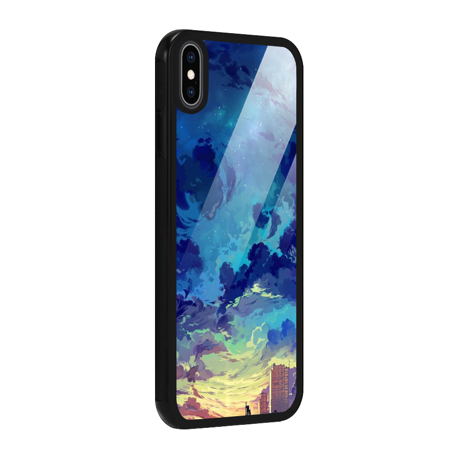 Cloud Art Glass Back Case for iPhone XS Max