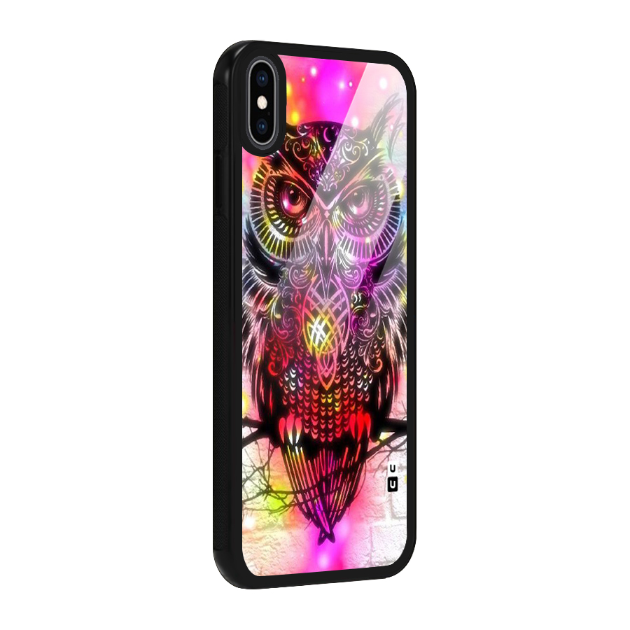 Colourful Owl Glass Back Case for iPhone XS Max