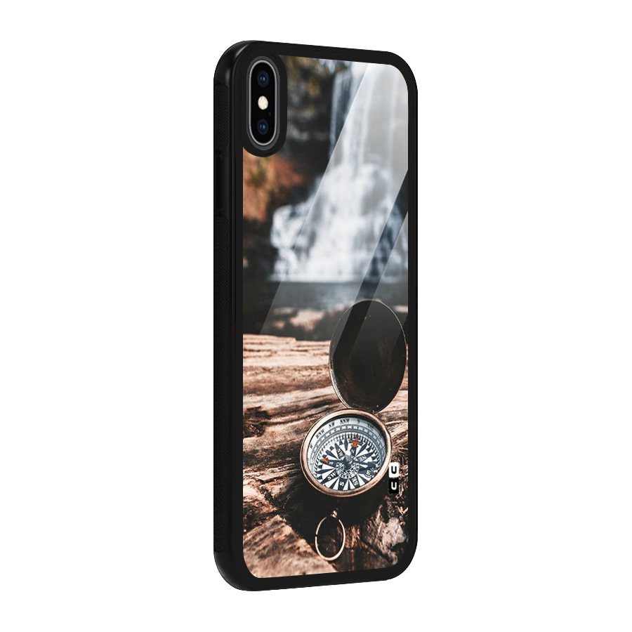 Compass Travel Glass Back Case for iPhone XS Max