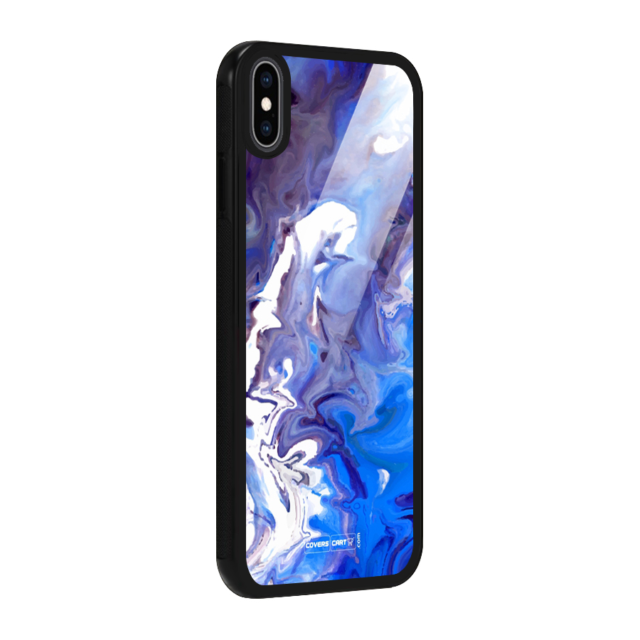 Cool Blue Marble Texture Glass Back Case for iPhone XS Max