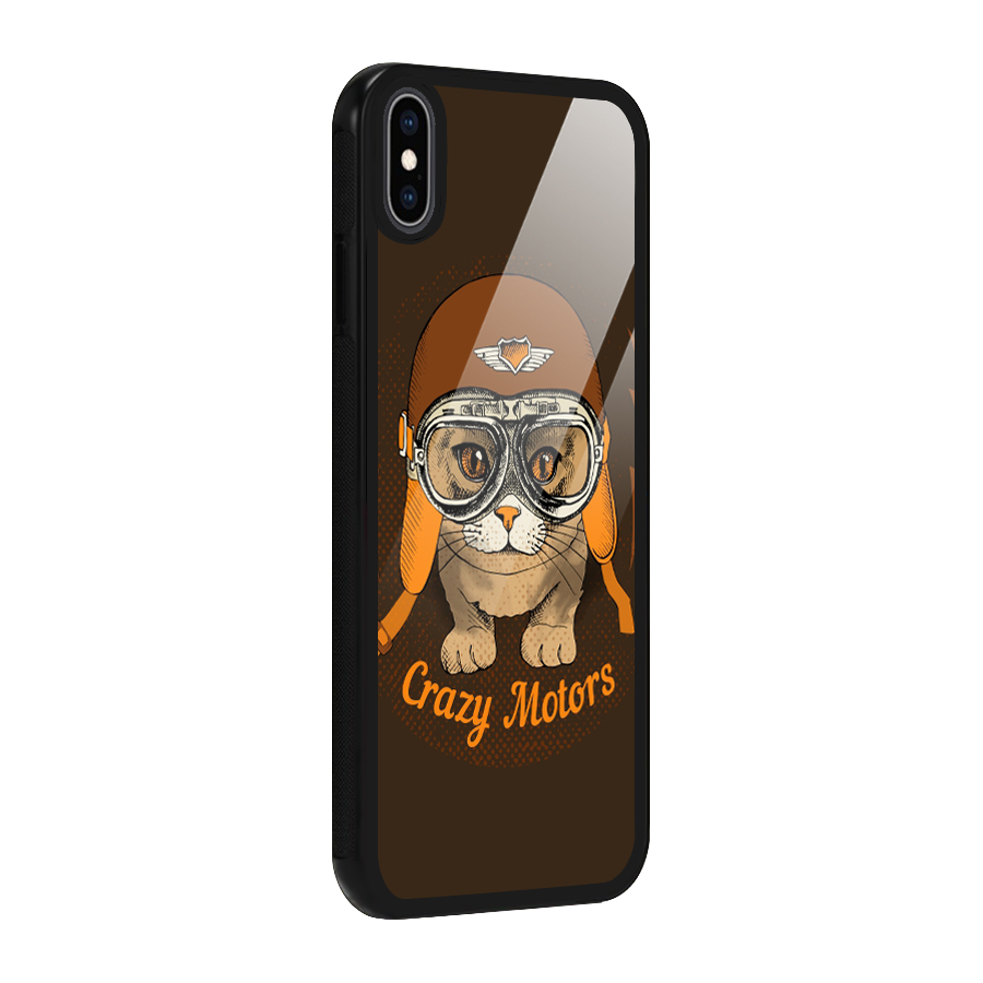 Crazy cat Glass Back Case for iPhone XS Max