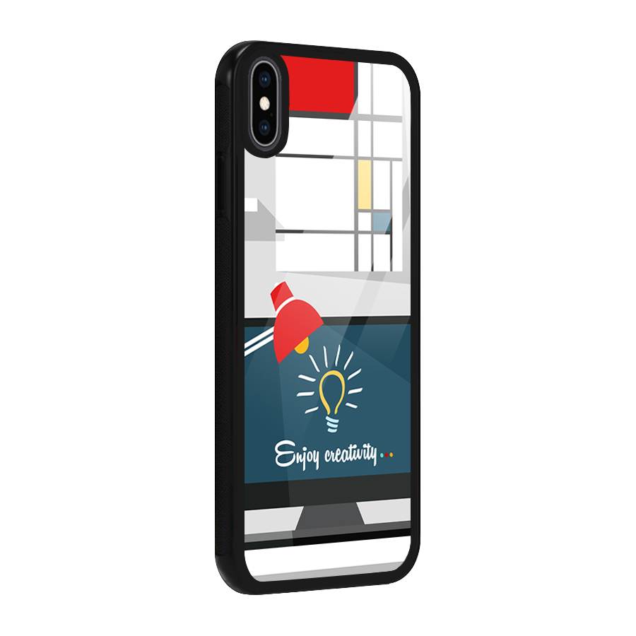 Creative Workspace Design Glass Back Case for iPhone XS Max