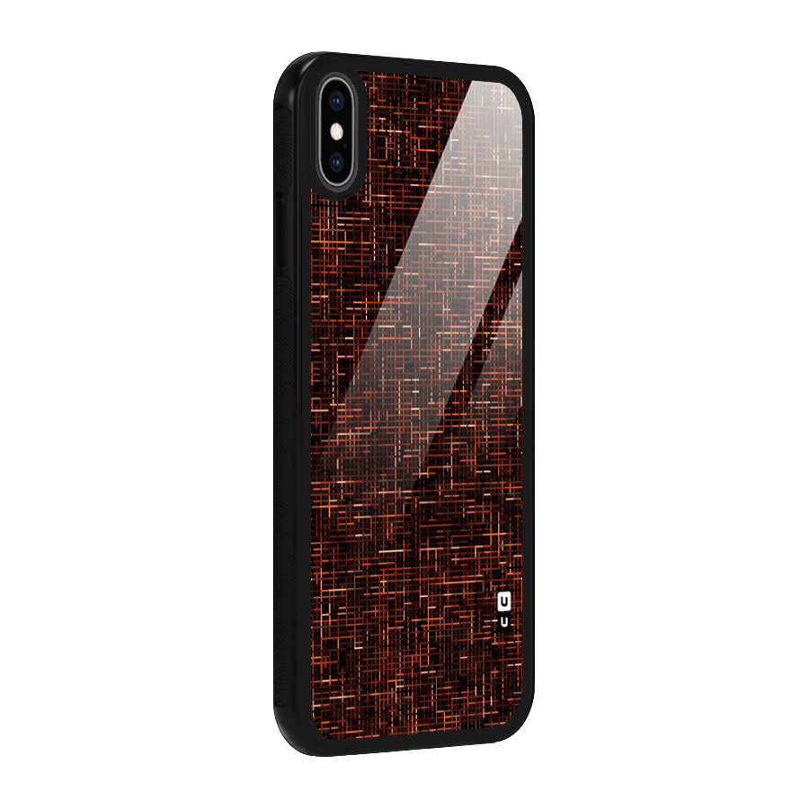 Criss Cross Brownred Pattern Glass Back Case for iPhone XS Max