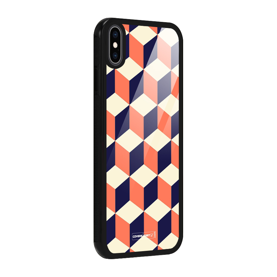 Cube Pattern Glass Back Case for iPhone XS Max