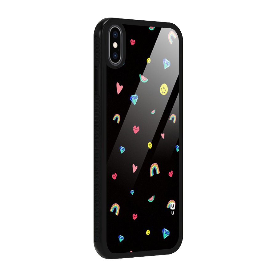 Cute Multicolor Shapes Glass Back Case for iPhone XS Max