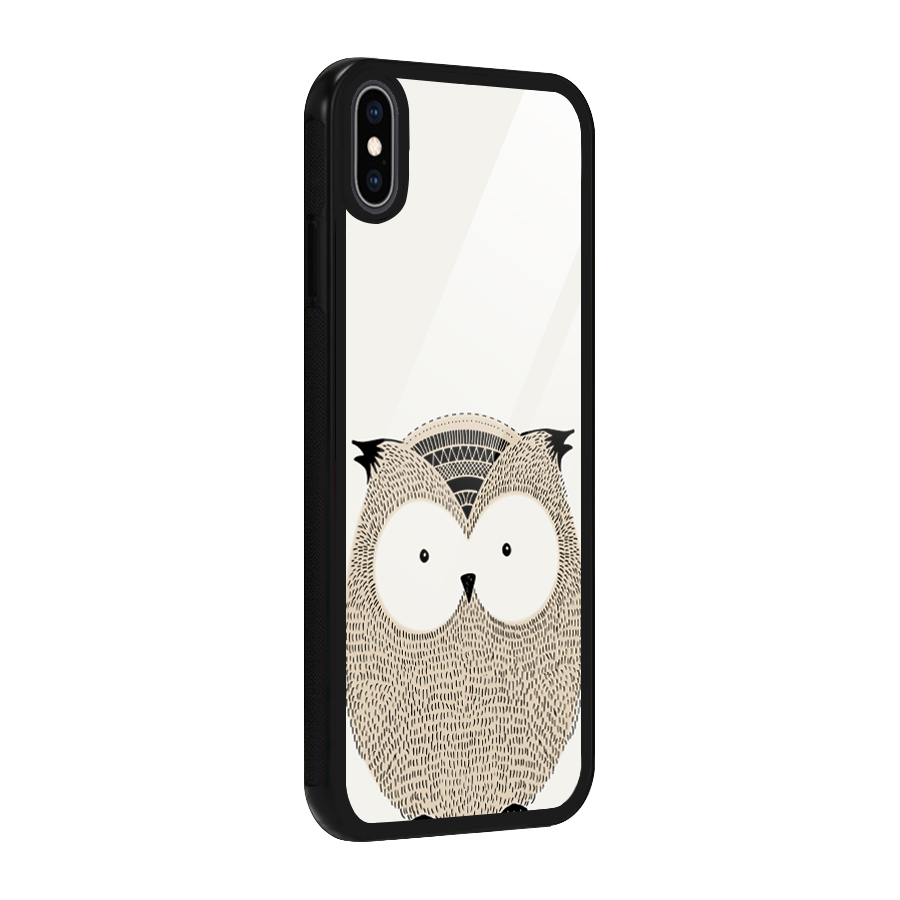 Cute Owl Glass Back Case for iPhone XS Max