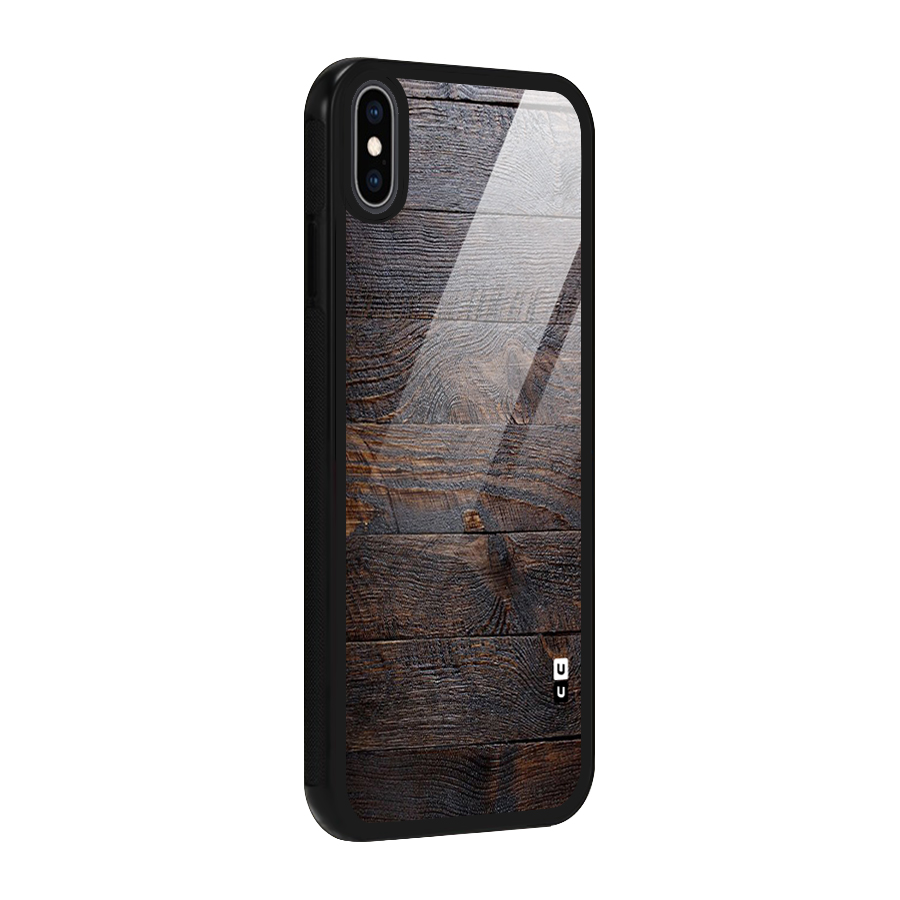 Dark Wood Printed Glass Back Case for iPhone XS Max