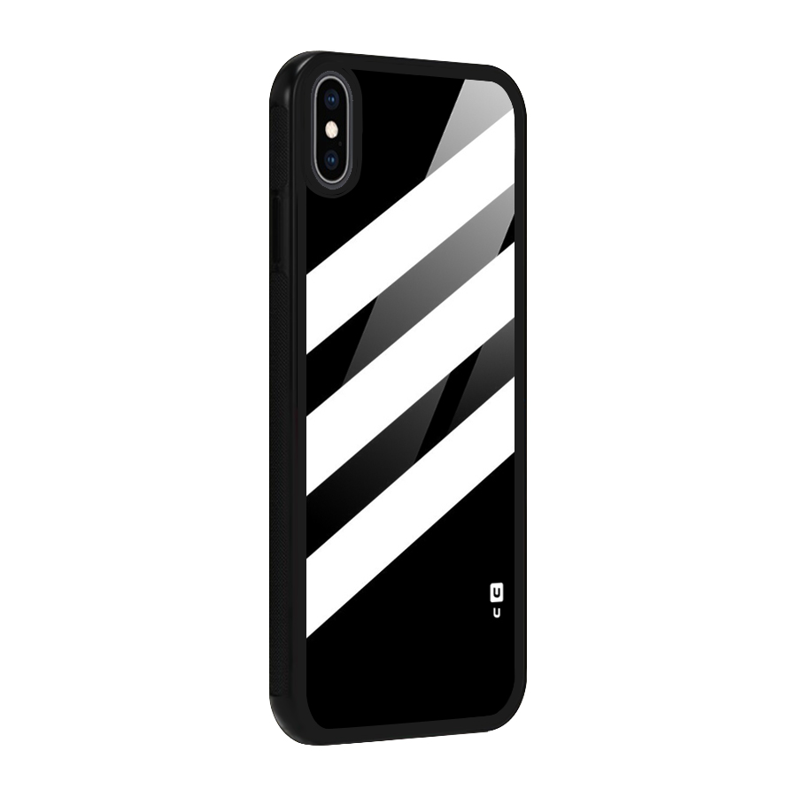 Diagonal Classic Stripes Glass Back Case for iPhone XS Max
