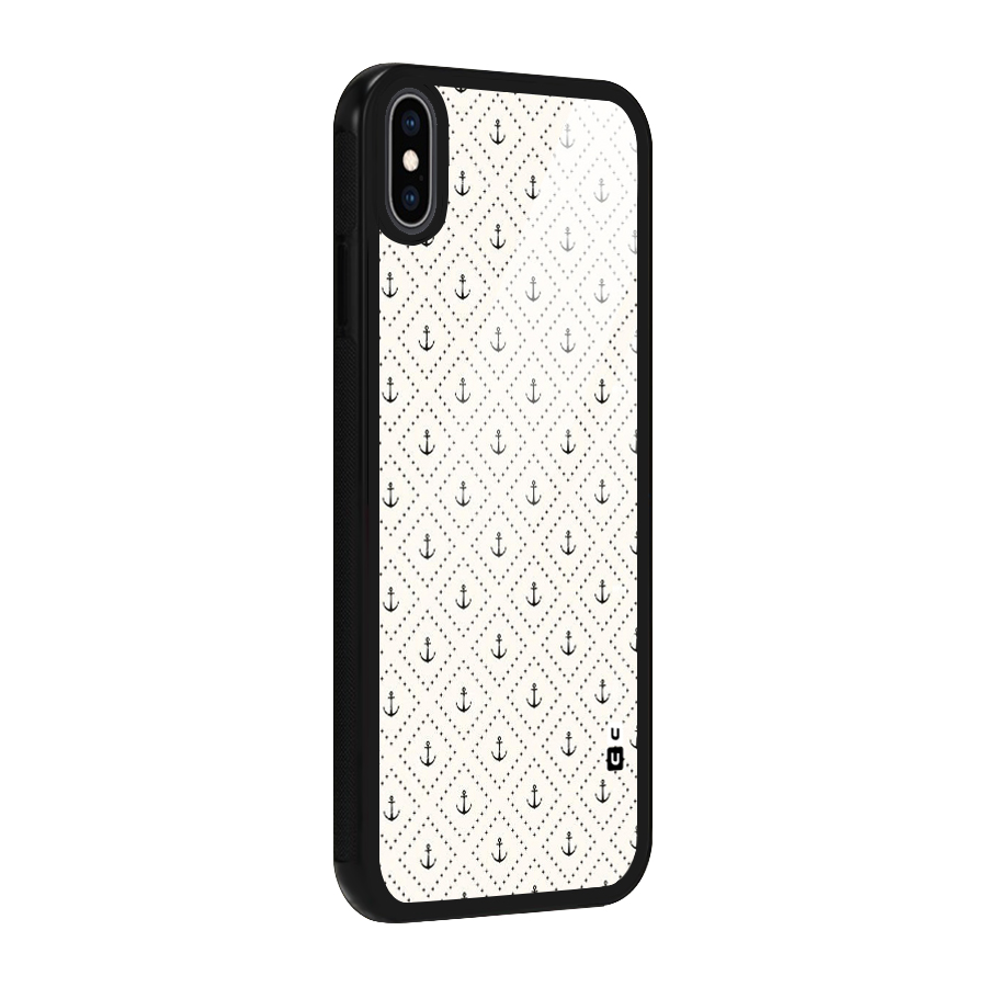 Diamond Anchor Design Glass Back Case for iPhone XS Max