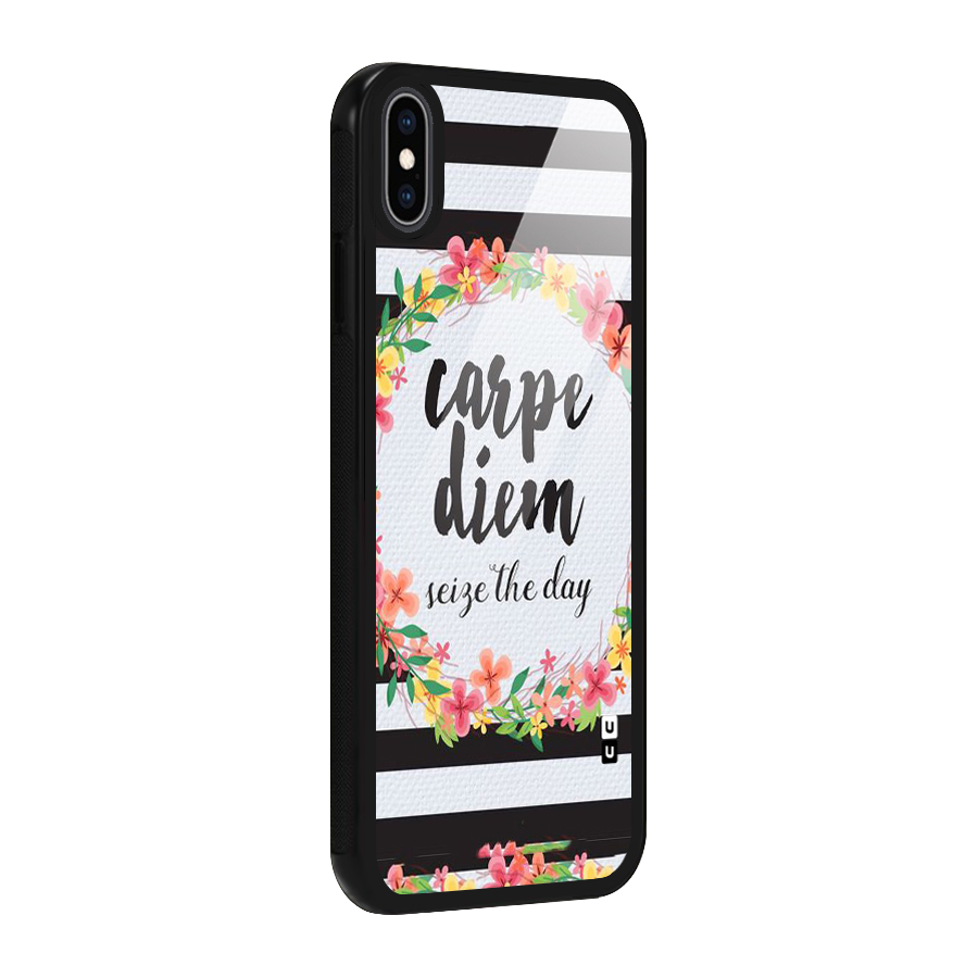 Floral Seize The Day Glass Back Case for iPhone XS Max