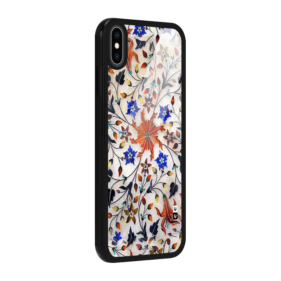 Floral Vintage Bloom Glass Back Case for iPhone XS Max