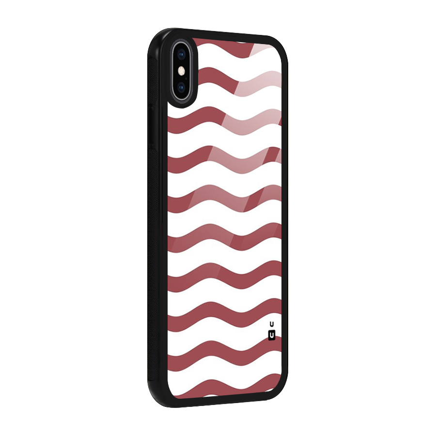 Flowing Stripes Red White Glass Back Case for iPhone XS Max