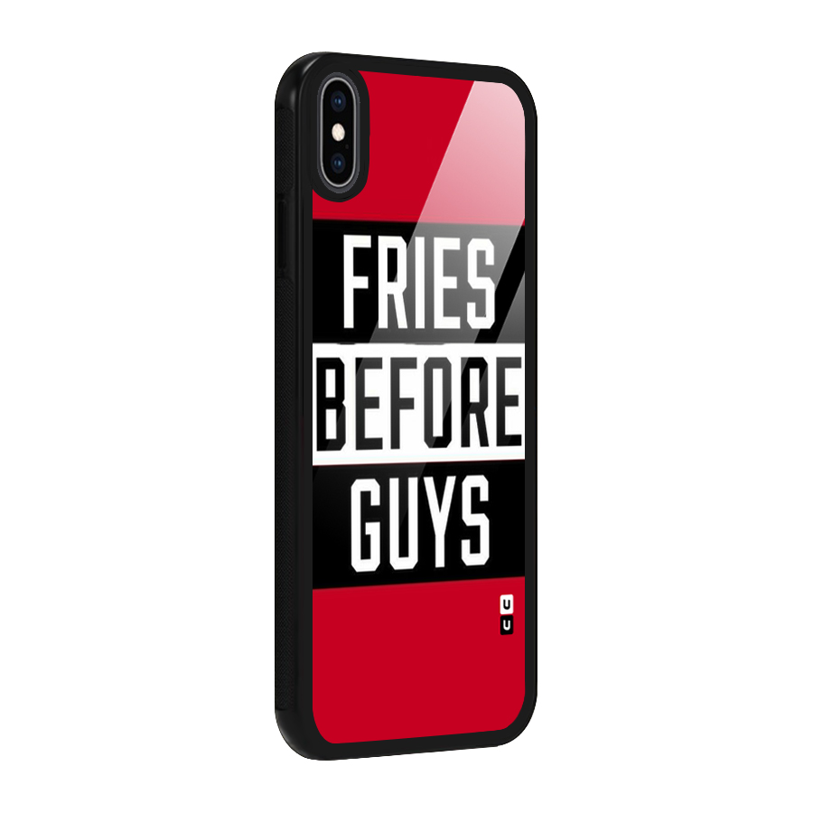 Fries Love Stripes Glass Back Case for iPhone XS Max