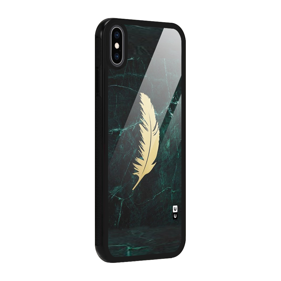 Golden Leaf Glass Back Case for iPhone XS Max