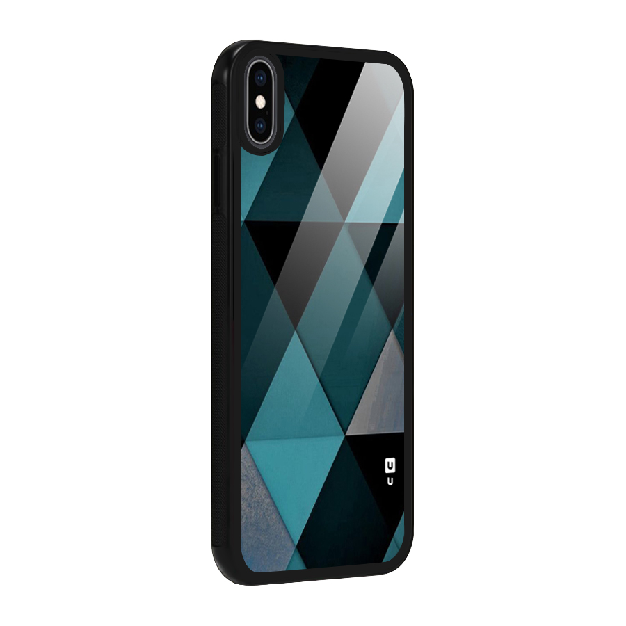Green Black Shapes Glass Back Case for iPhone XS Max