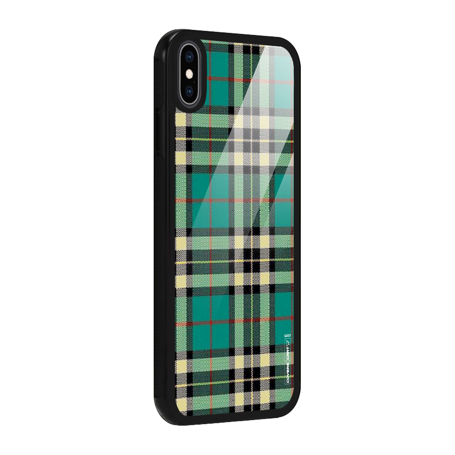 Green Check Glass Back Case for iPhone XS Max