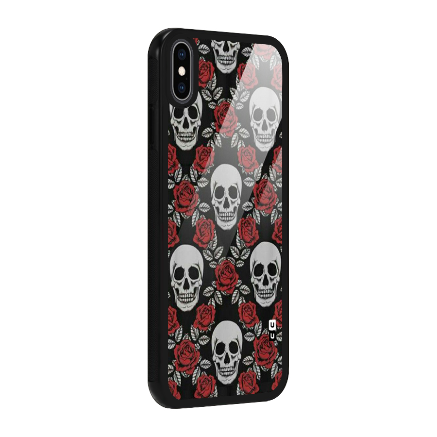 Grey Skulls Glass Back Case for iPhone XS Max