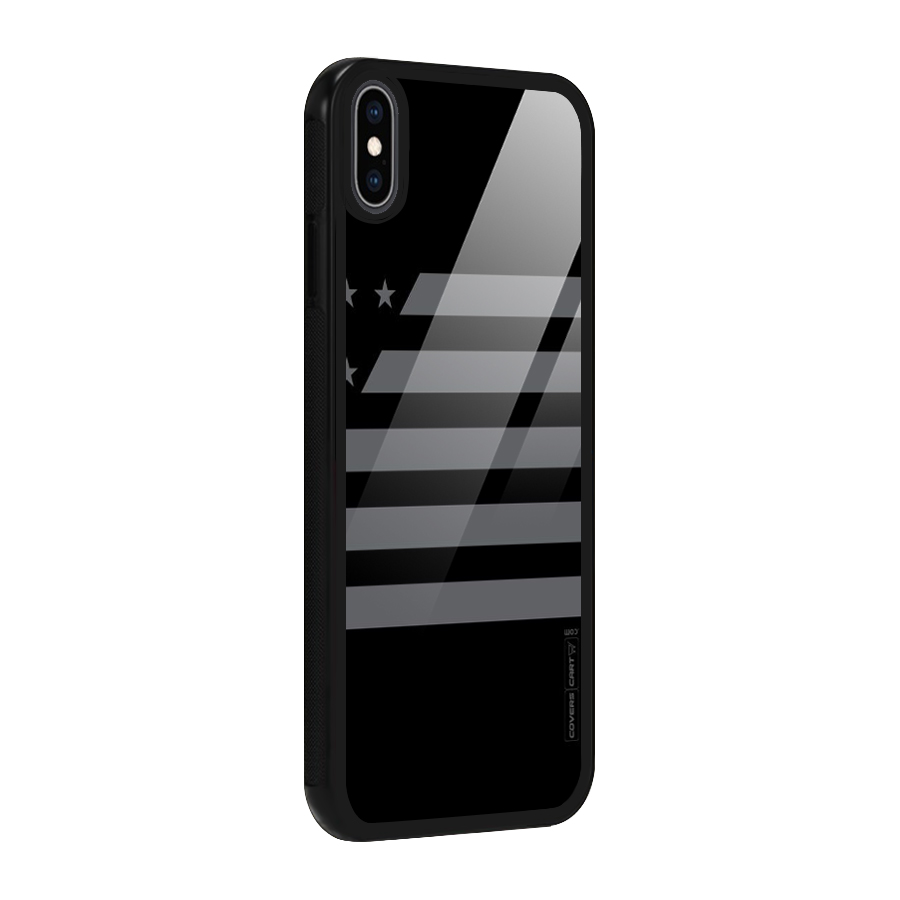 Grey Star Striped Pattern Glass Back Case for iPhone XS Max