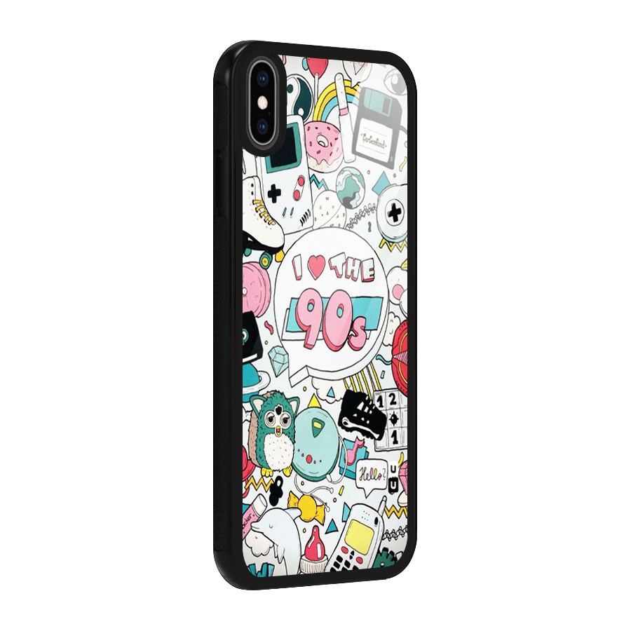 Heart 90s Glass Back Case for iPhone XS Max