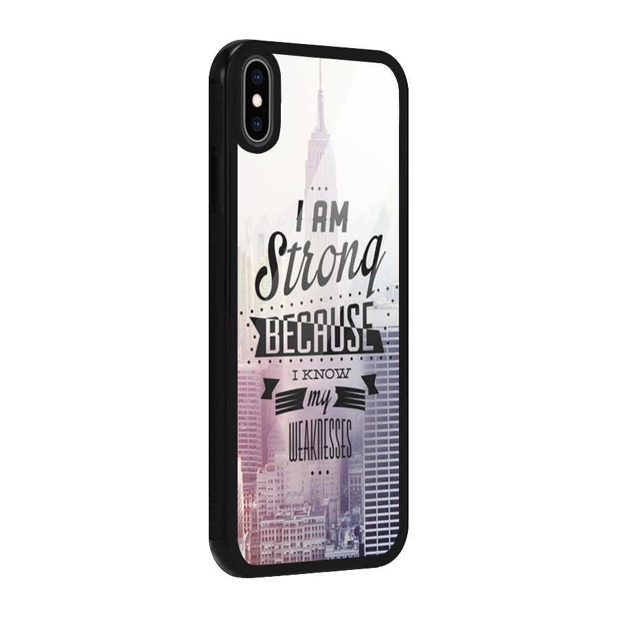 I am Strong Glass Back Case for iPhone XS Max