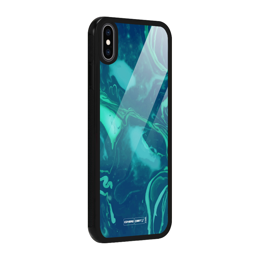 Jazzy Green Marble Texture Glass Back Case for iPhone XS Max