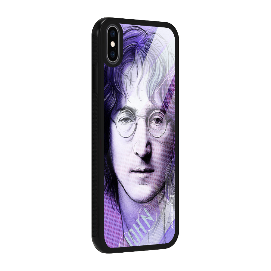 John Lennon Artwork Glass Back Case for iPhone XS Max