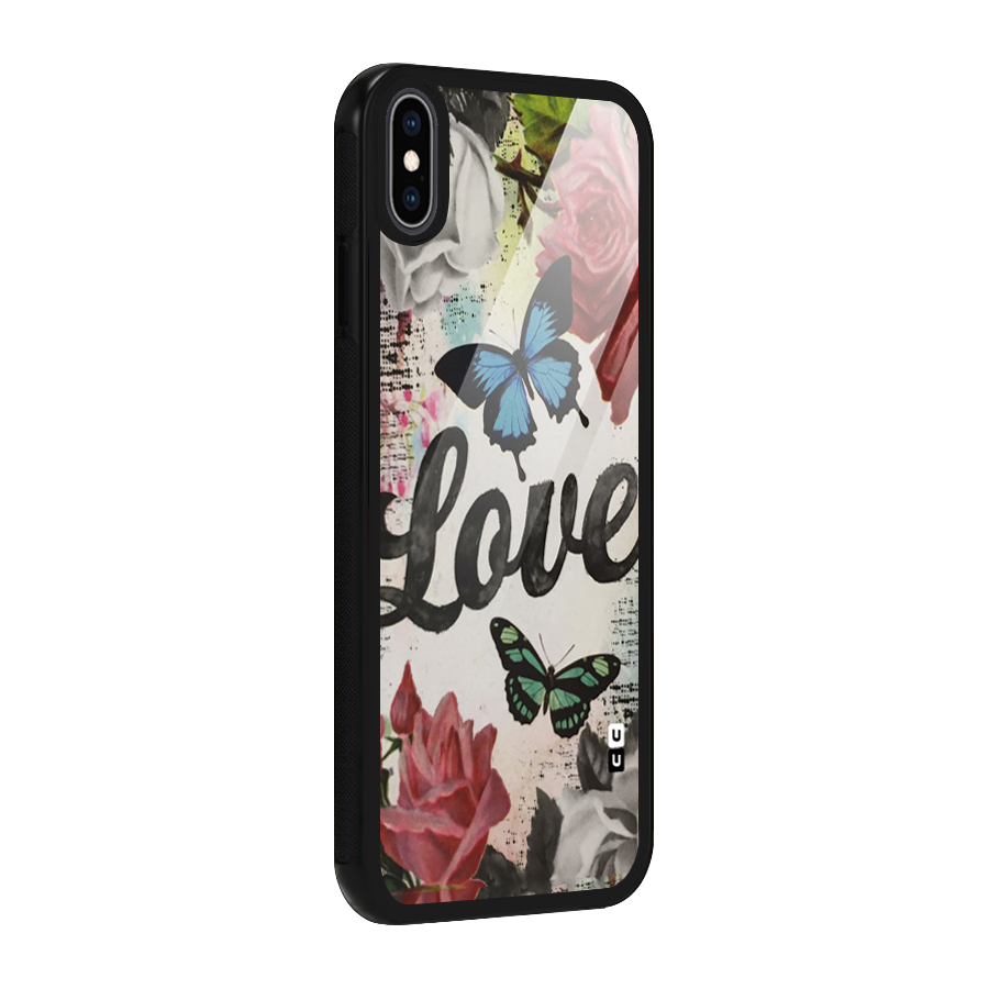 Lovely Butterfly Love Glass Back Case for iPhone XS Max