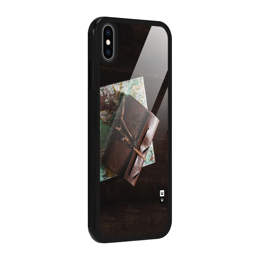 Map Journal Glass Back Case for iPhone XS Max