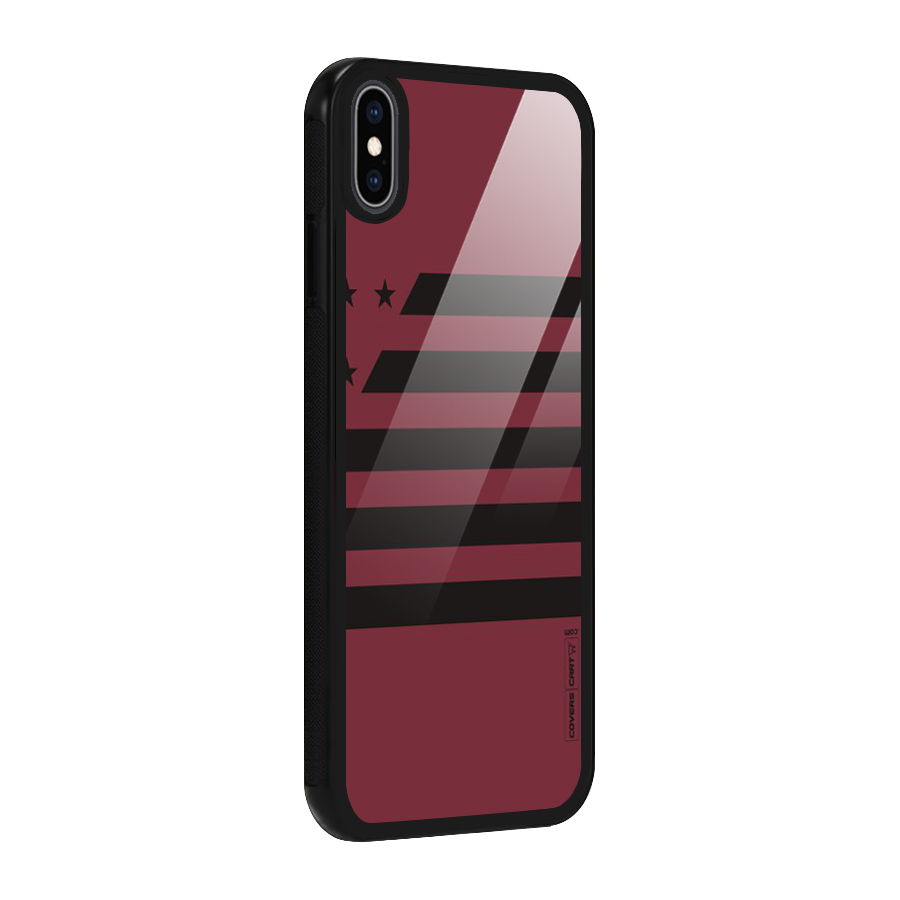 Maroon Star Striped Glass Back Case for iPhone XS Max