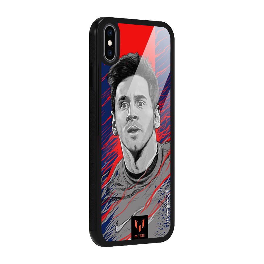 Messi For FCB Glass Back Case for iPhone XS Max