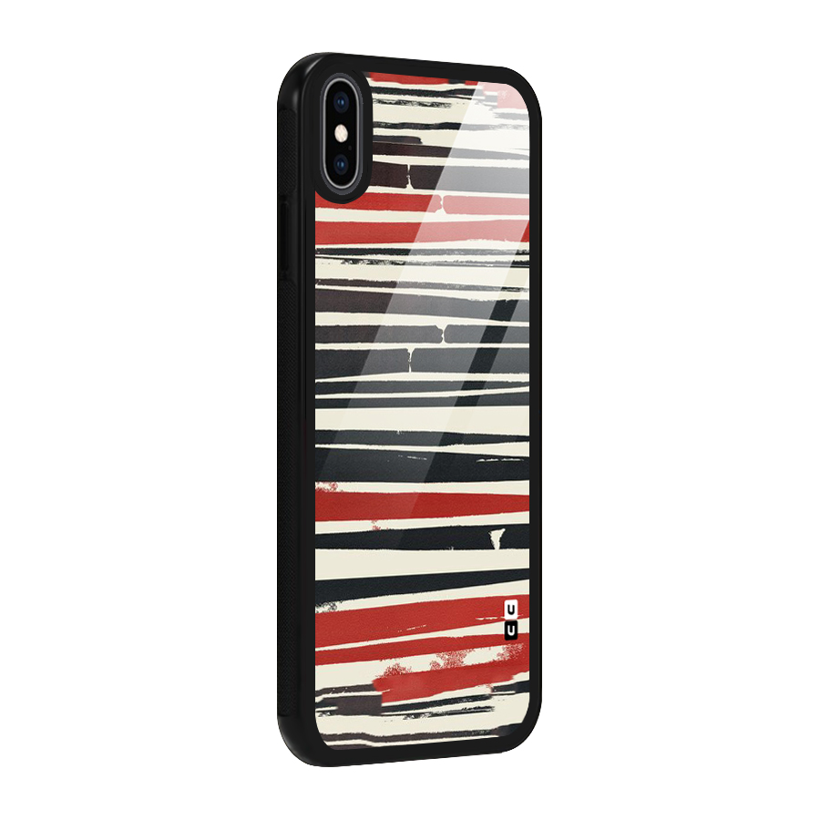 Messy Vintage Stripes Glass Back Case for iPhone XS Max