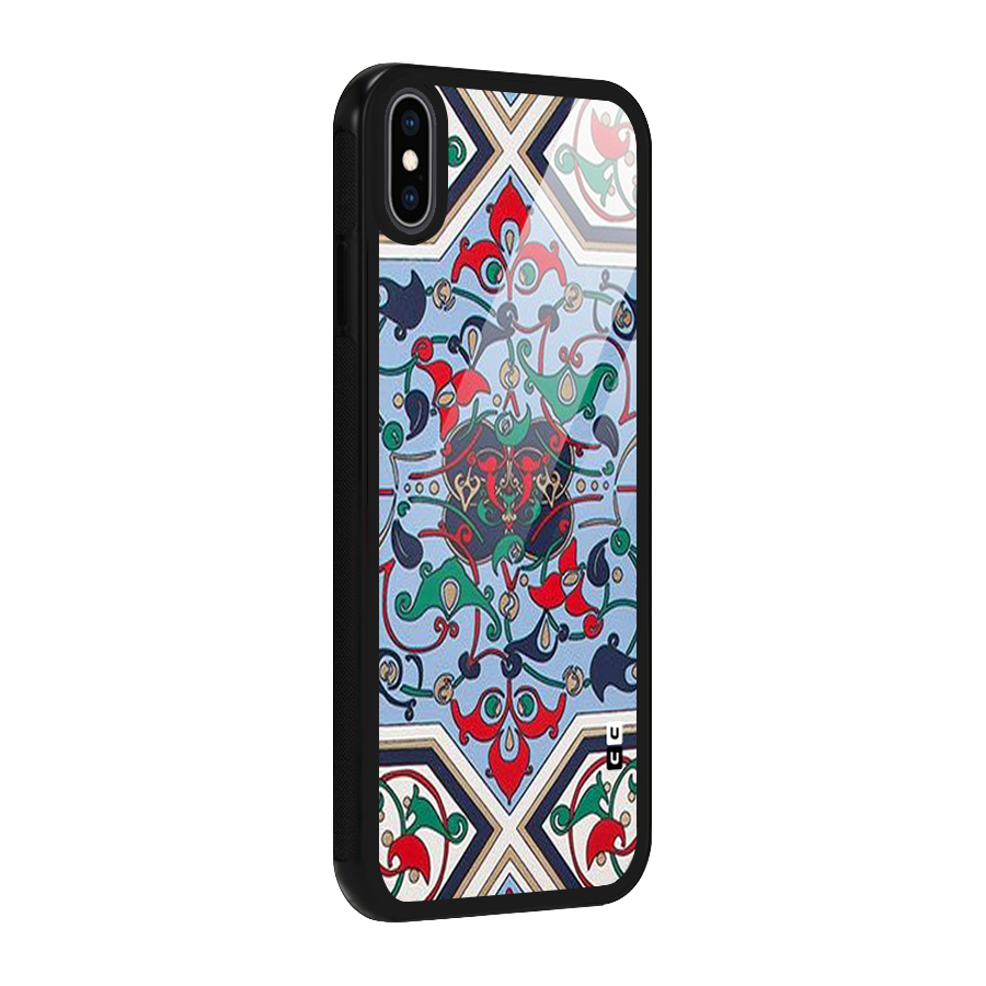 Multi Block Pattern Glass Back Case for iPhone XS Max