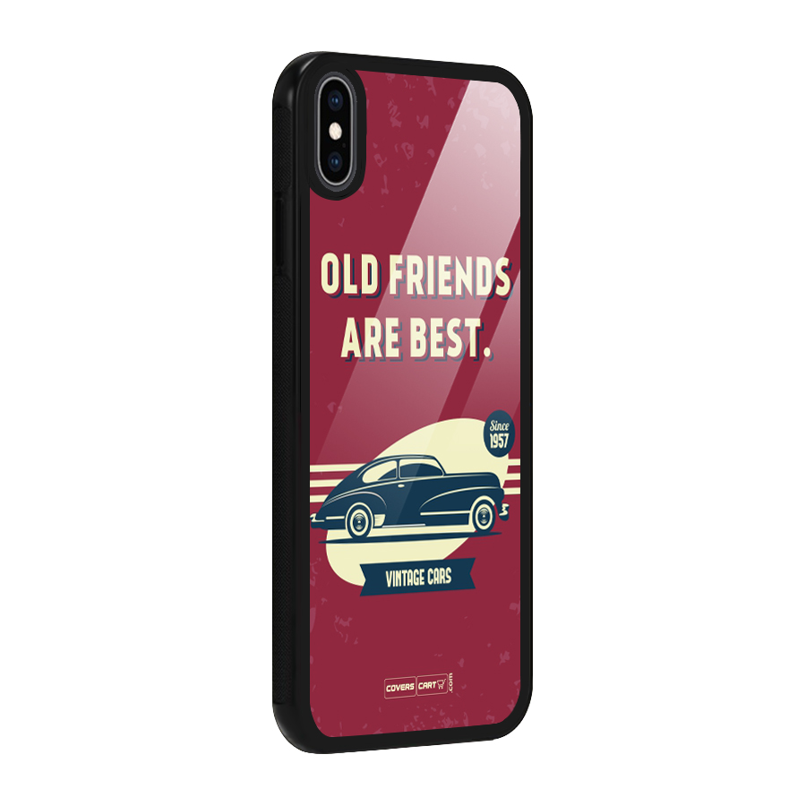 Old Friends Vintage Car Glass Back Case for iPhone XS Max