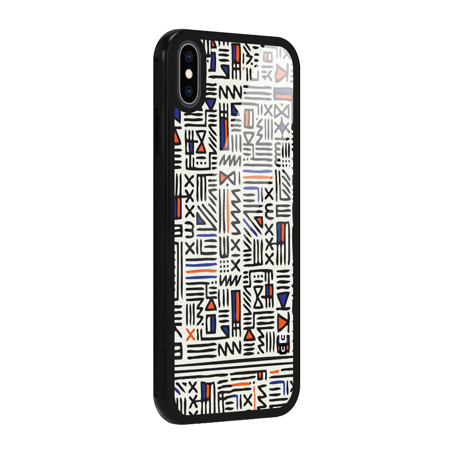 Orange Blue Number Glass Back Case for iPhone XS Max
