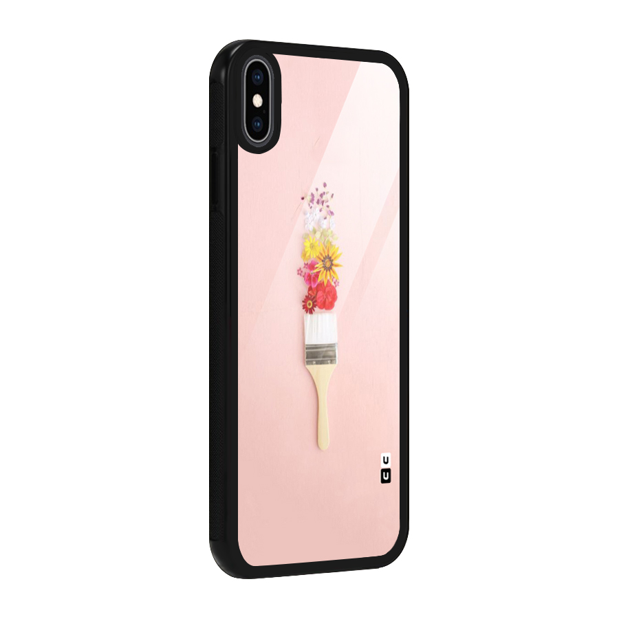 Painted Flowers Glass Back Case for iPhone XS Max