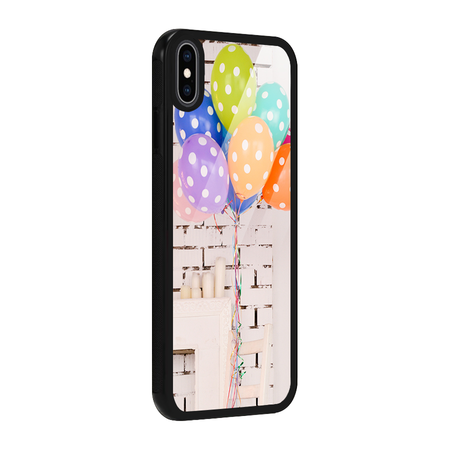Party Balloons Glass Back Case for iPhone XS Max