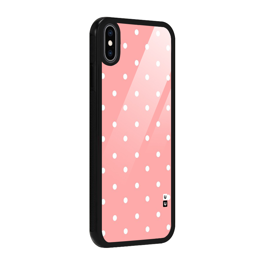 Peach Polka Pattern Glass Back Case for iPhone XS Max