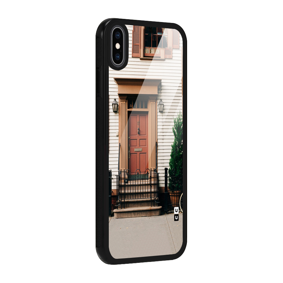 Pretty Orange Door Glass Back Case for iPhone XS Max