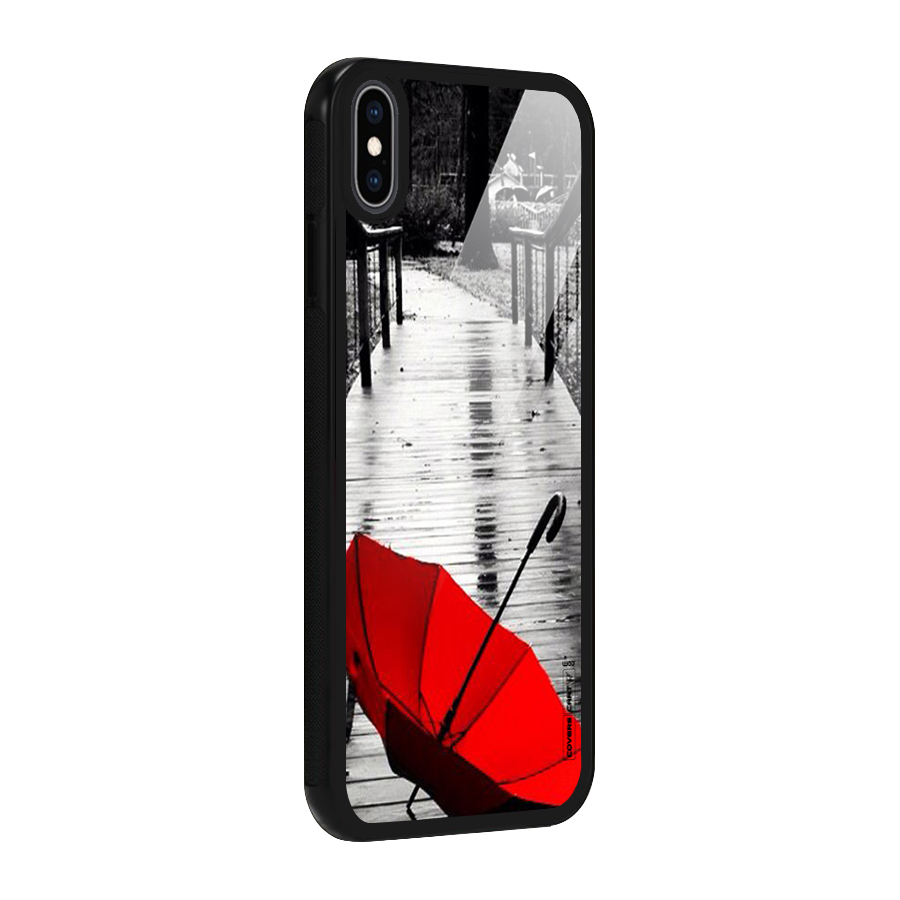 Rainy Red Umbrella Glass Back Case for iPhone XS Max