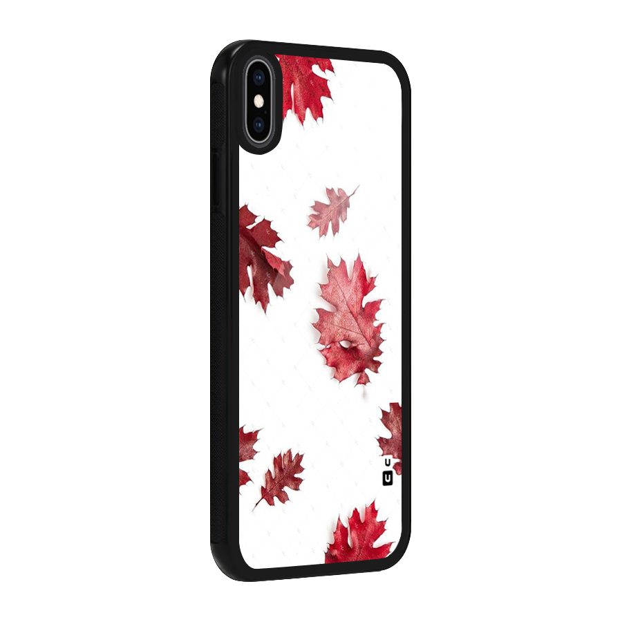 Red Appealing Autumn Leaves Glass Back Case for iPhone XS Max