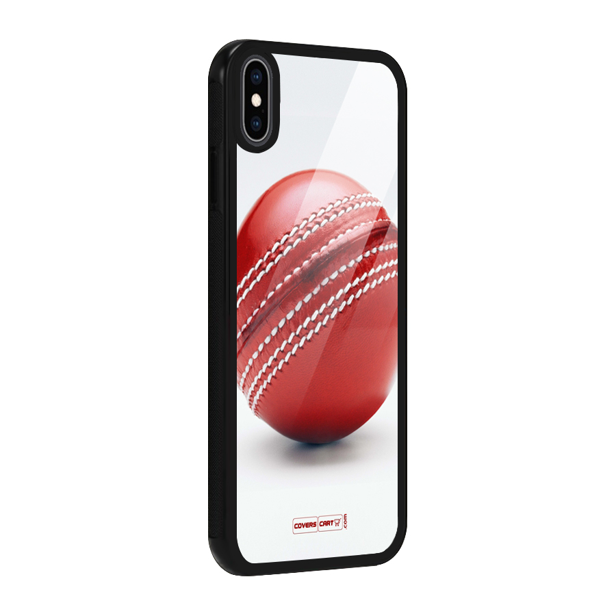 Red International Cricket Ball Glass Back Case for iPhone XS Max