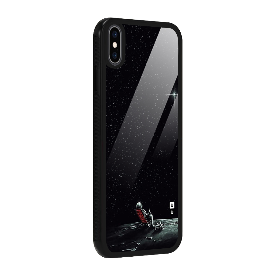 Resting Spaceman Face Glass Back Case for iPhone XS Max