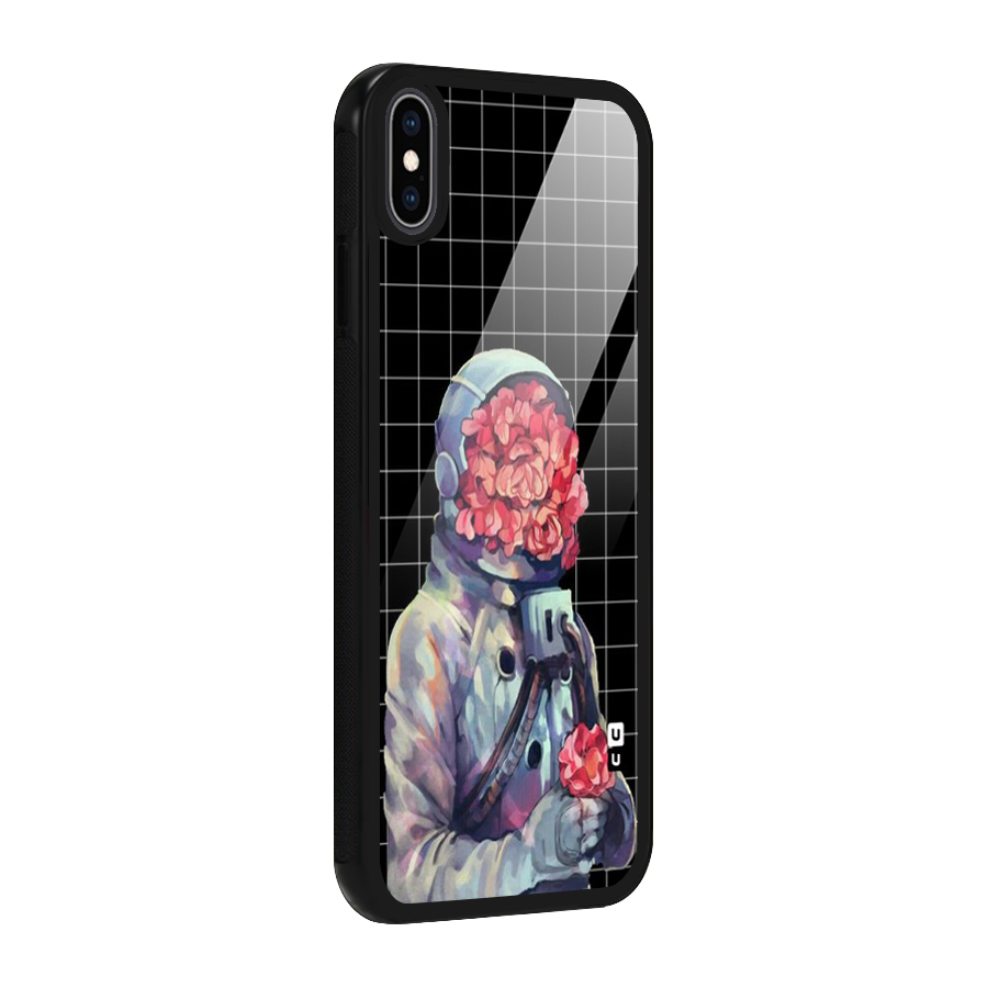 Robot Rose Glass Back Case for iPhone XS Max